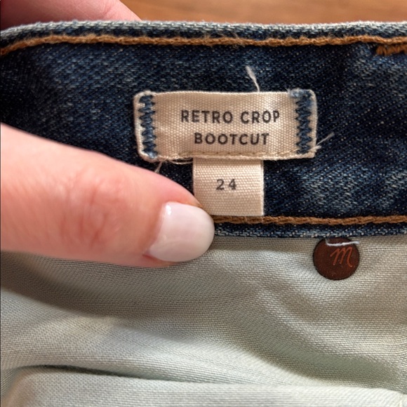 Madewell Dark Blue Flare Jeans with Frayed Hem - Picture 6 of 9